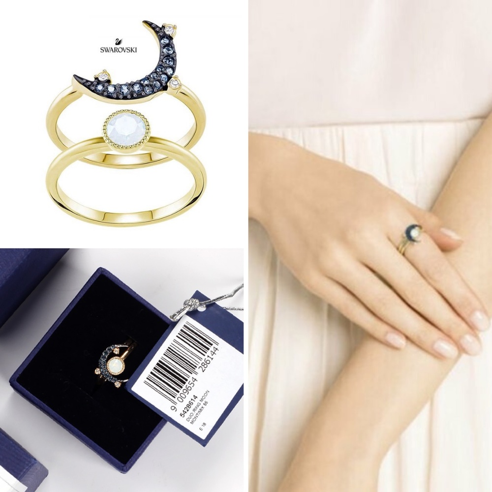 🌙 NWT |  Swarovski® | Duo Moon Ring | 5428614